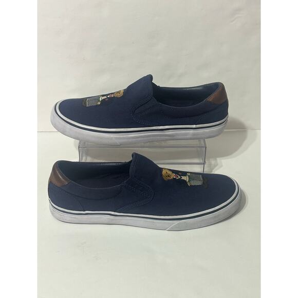 POLO RALPH LAUREN Navy Thompson III Bear Slip On Sneaker Men 8.5 Preppy Academia main image 8